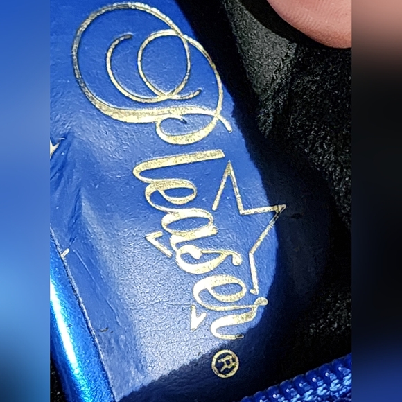 Pleaser Size 8 Adore Ankle Boots Blue Sequins Blue Chrome worn Dancer Shoes GUC - Picture 12 of 16